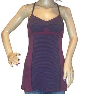 Lululemon Athletica Bend & Flow Striped Athletic Active Yoga Tank Top Sz 6? EUC